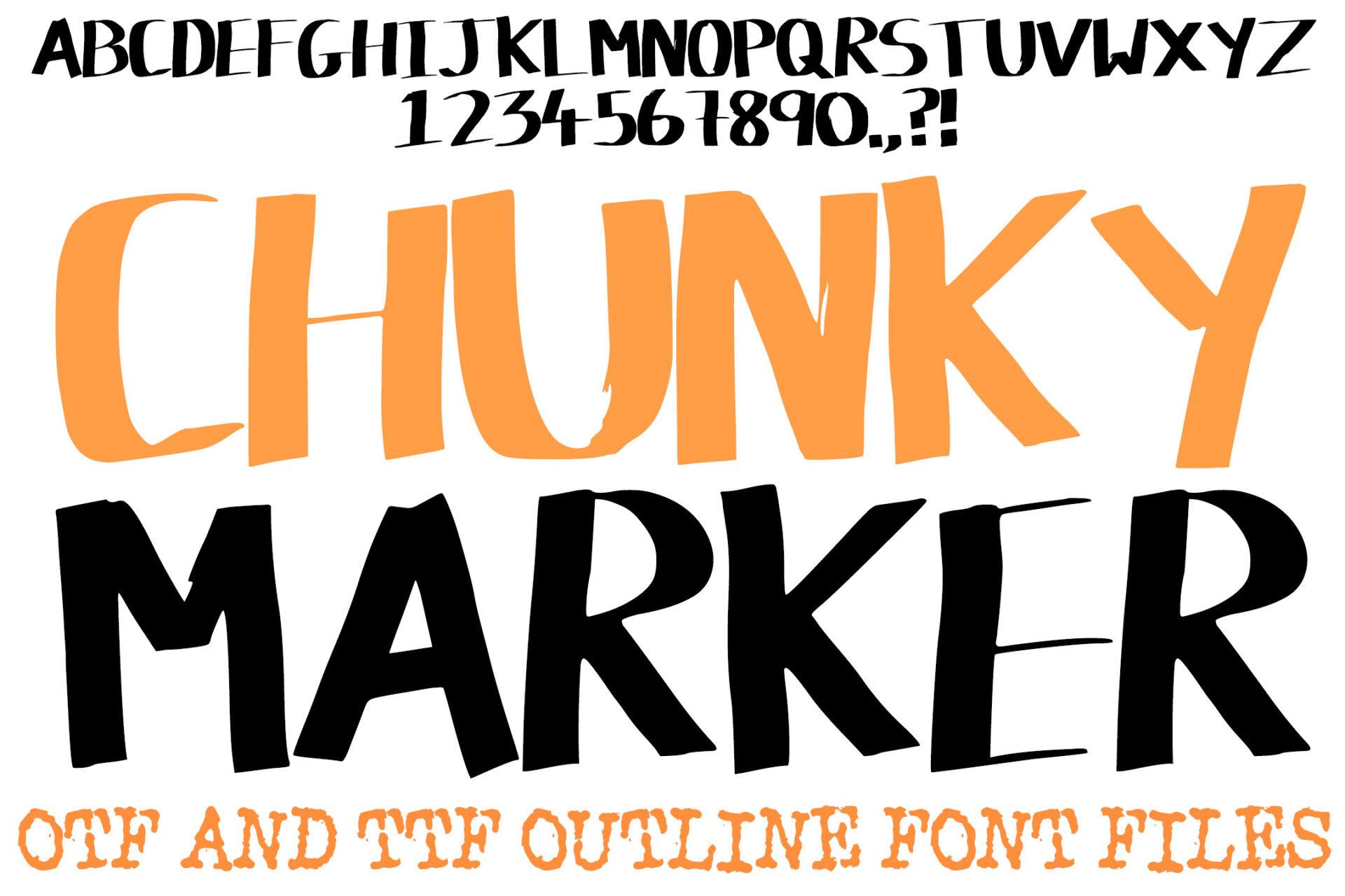 Chunky Marker Font preview, marker writing style