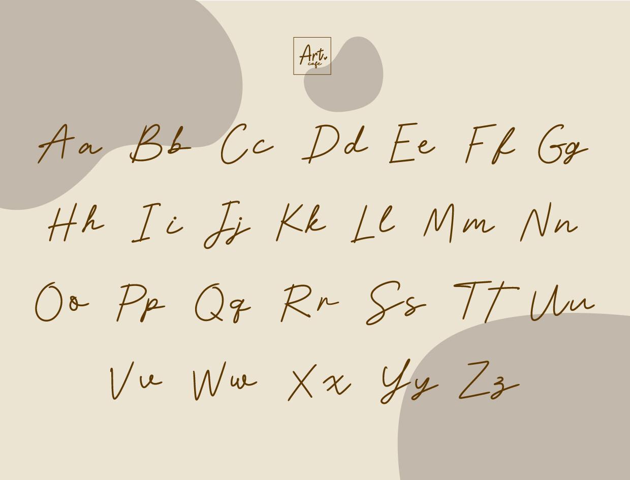 Coffee Time Font alphabet by Art cafe
