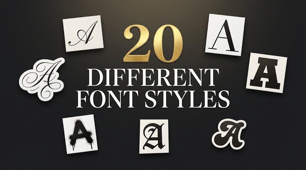 Different Fonts Styles Alphabet: 20 Script, Calligraphy, Serif, Graffiti, Gothic and Retro Styles for Crafters, Name Signs and Shirt Makers