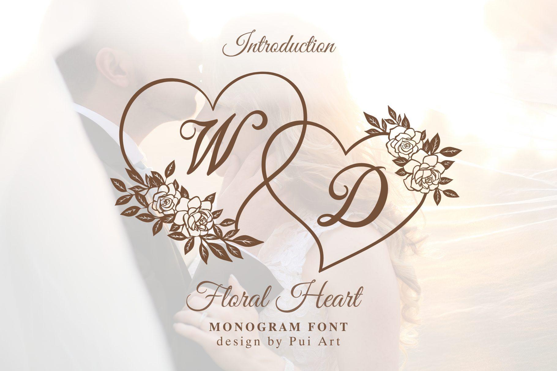 Floral Heart Monogram Font preview
