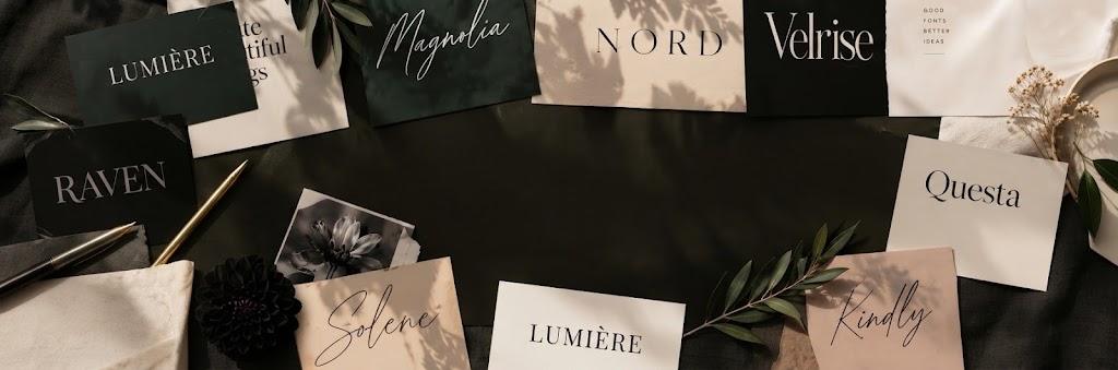 FontInspiration homepage hero banner with elegant serif and script font previews
