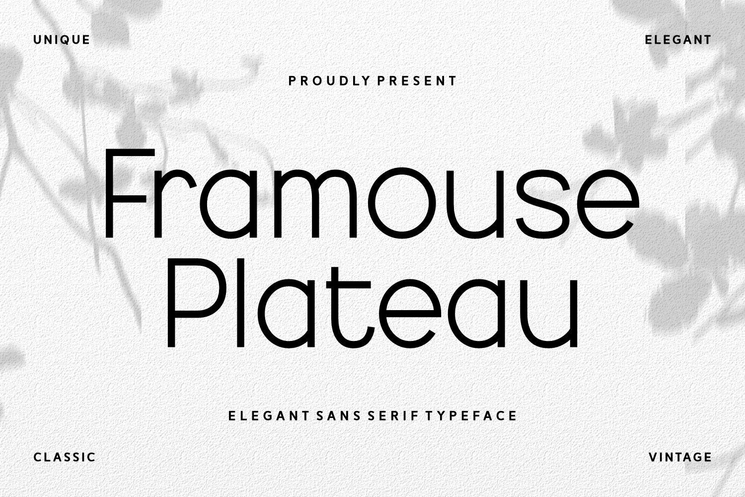 Framouse Plateau Font by Creative Fabrica Fonts, elegant sans on a light background