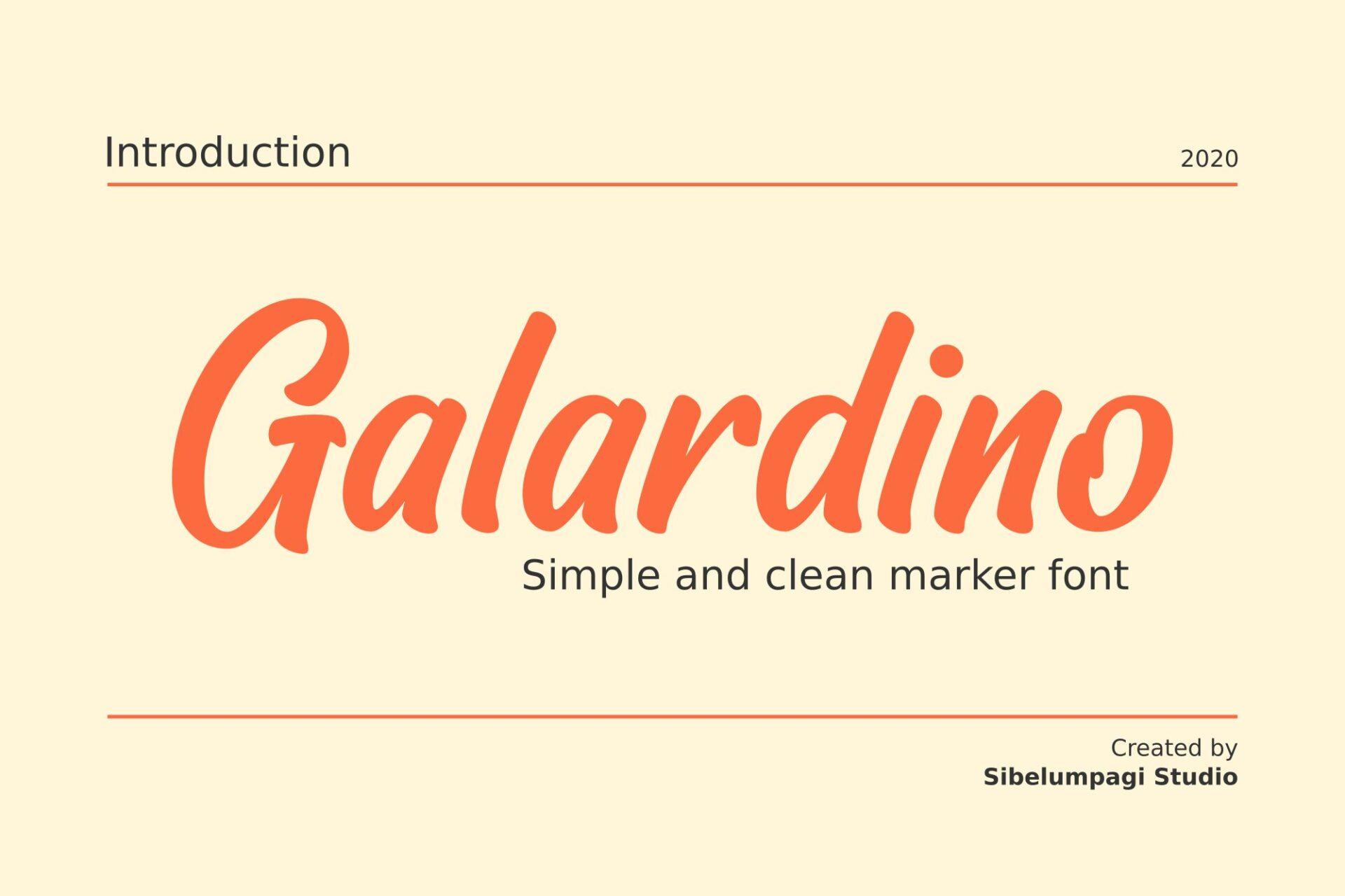 Galardino Font preview, marker writing style