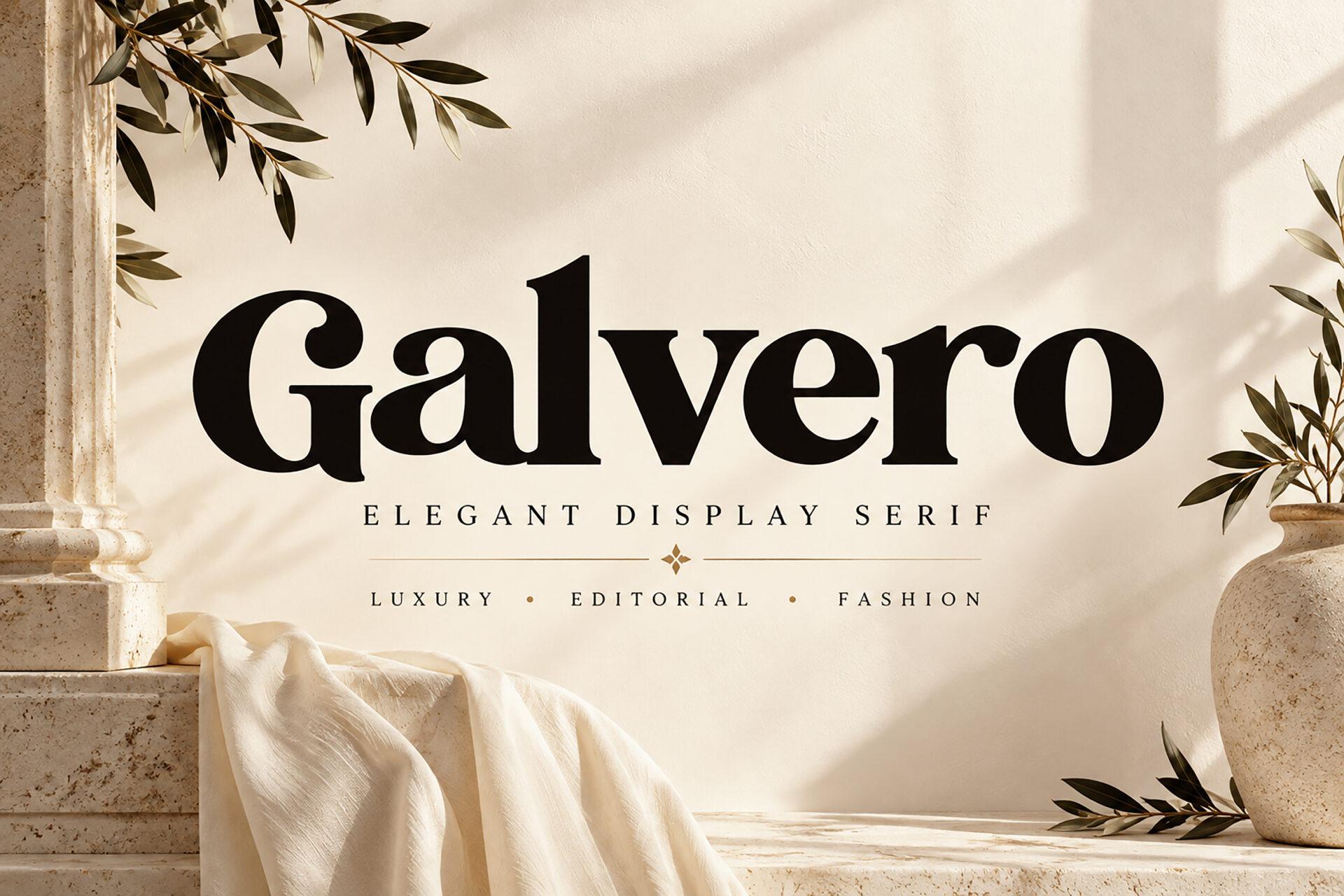 Galvero Font by Bundle, high-contrast display serif on cream fabric