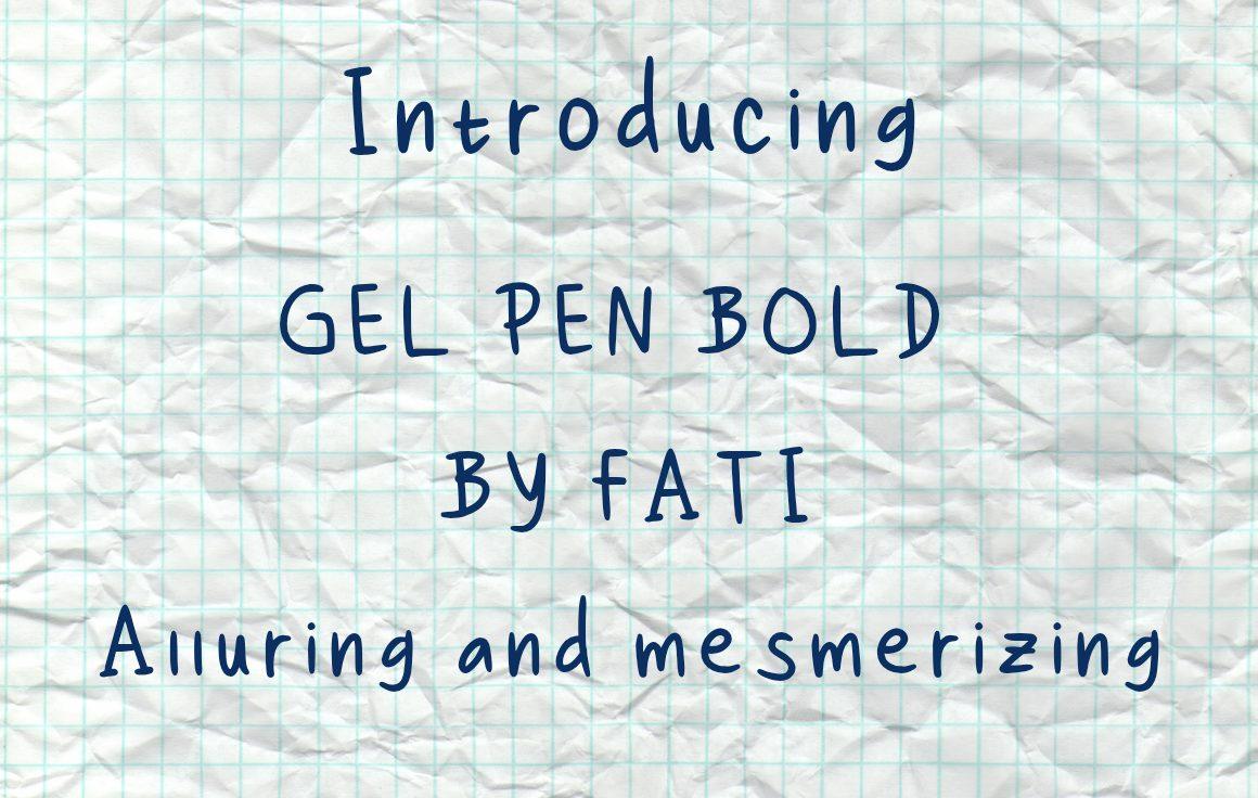 Gel Pen Bold Font preview, pen and notebook writing style