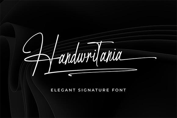 Handwritania Font preview, thin signature with underline style