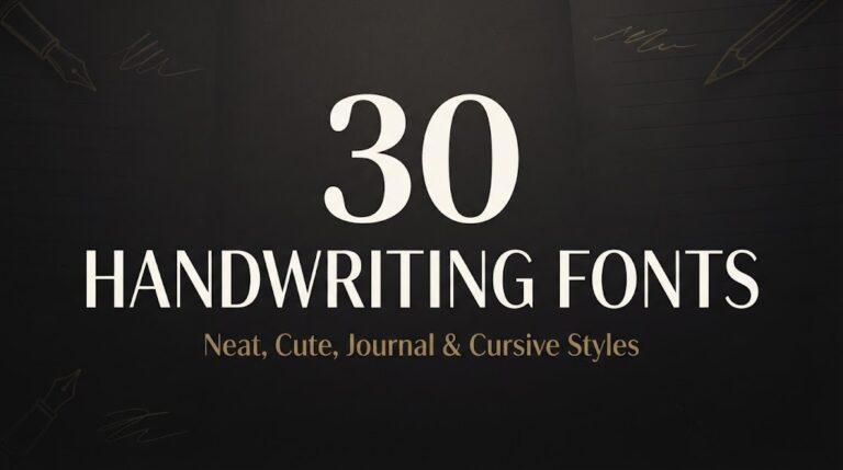 30 Handwriting Fonts: neat, cute, journal and cursive font styles for planners, labels and Cricut projects