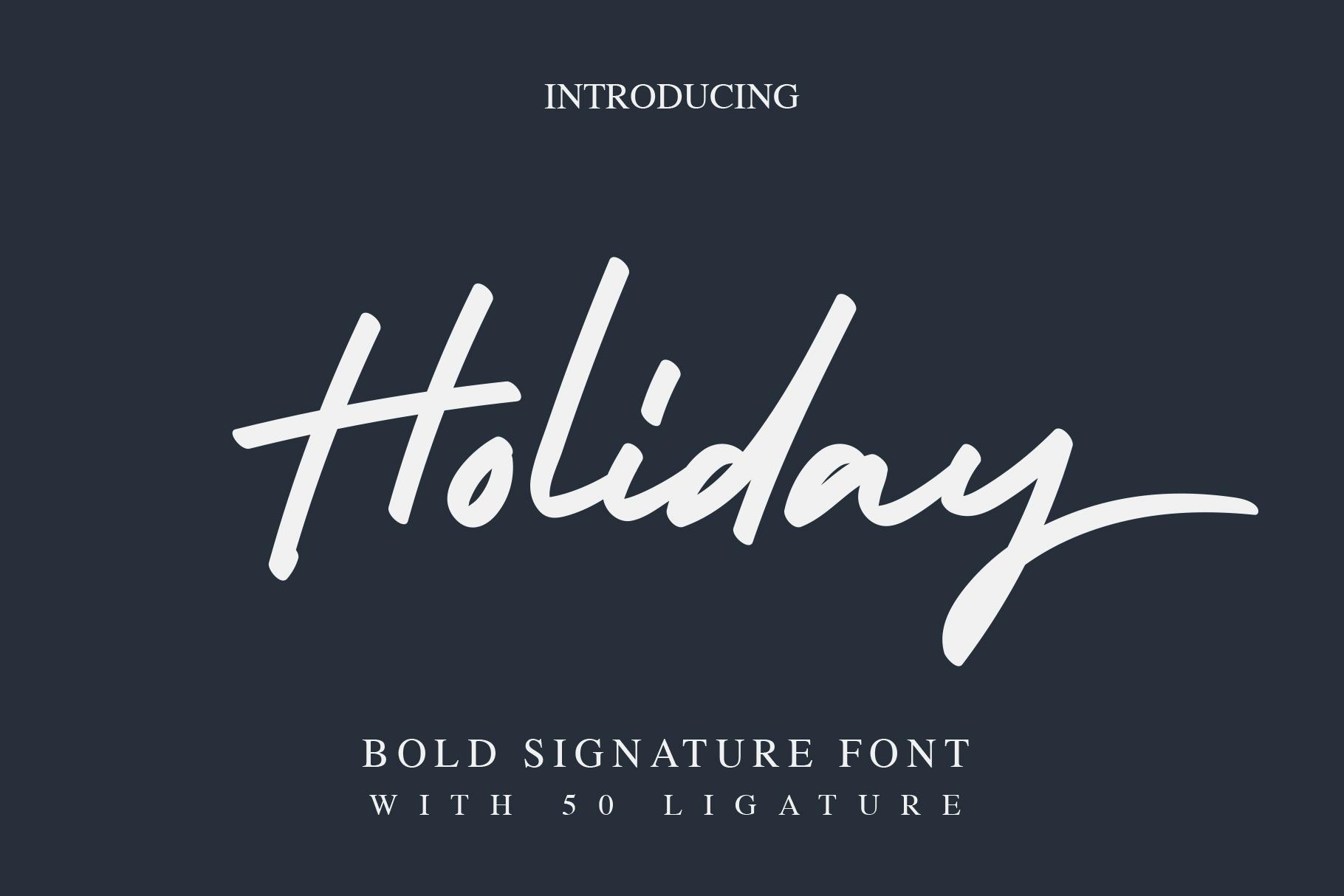 Holiday Font preview, bold signature with ligatures style