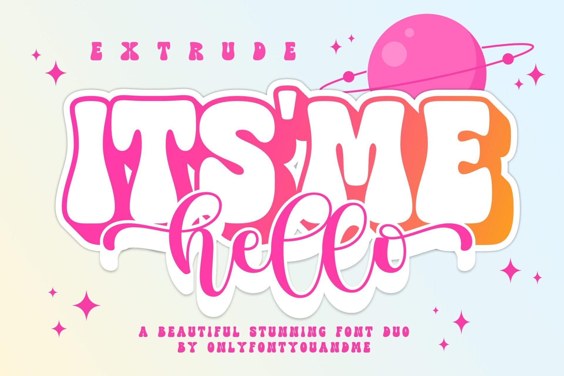 Its Me Hello Font preview, bold display style from the different fonts styles alphabet list