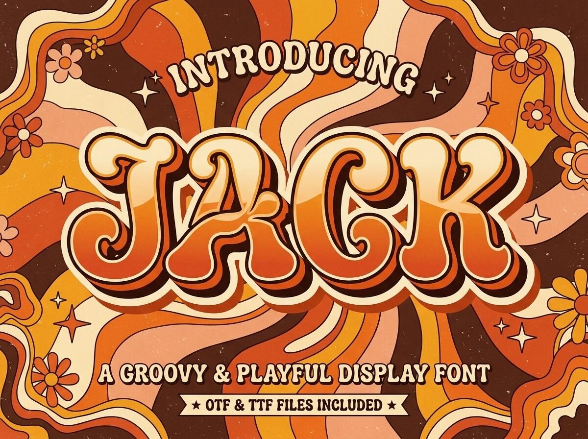 Jack Font preview, groovy bouncy letters with layered outline style