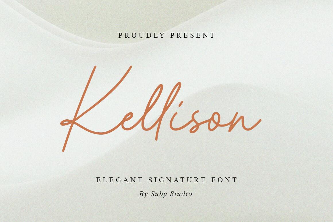 Kellison Font preview, thin monoline signature style