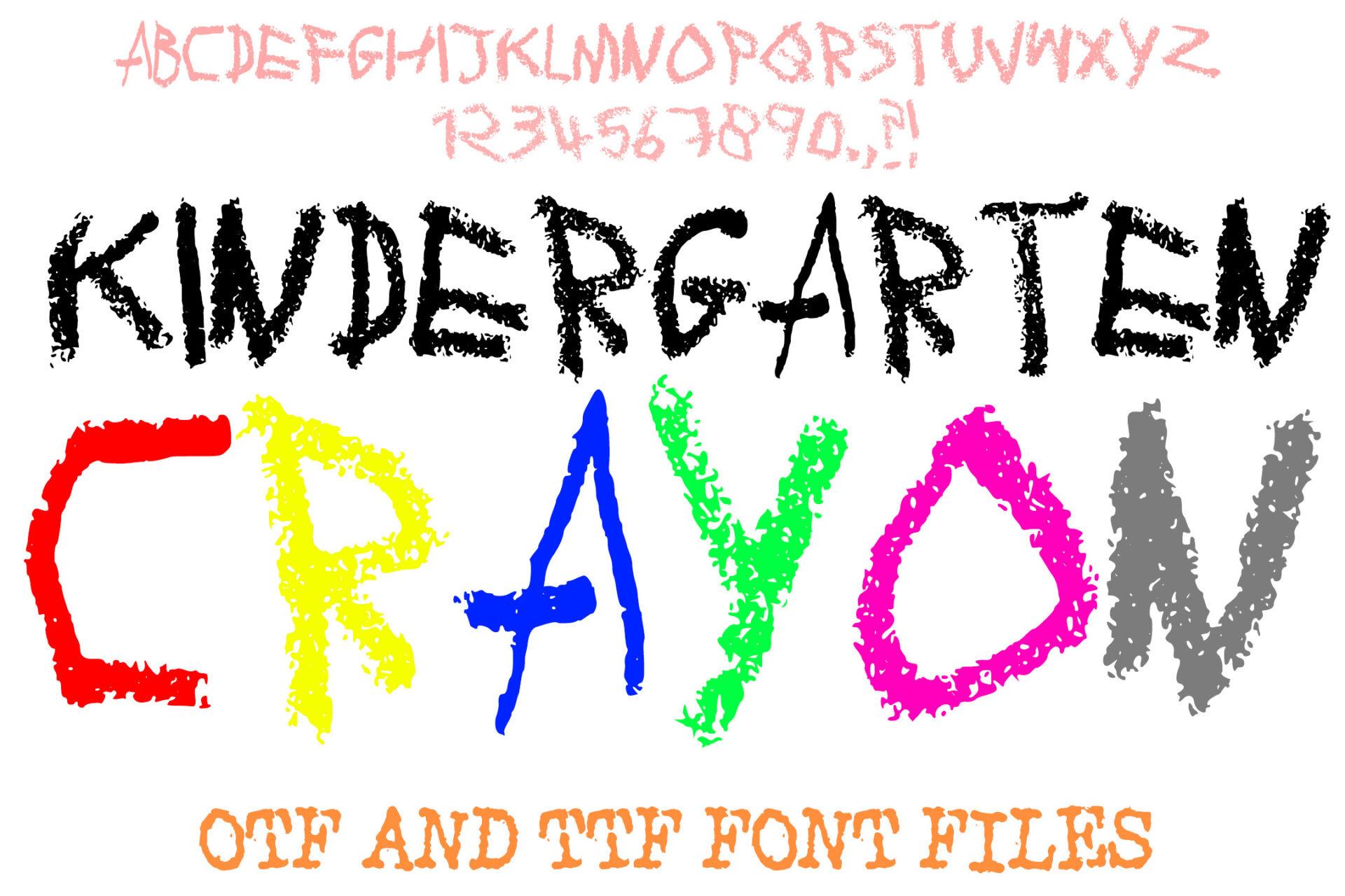 Kindergarten Crayon Font preview, pencil and crayon writing style