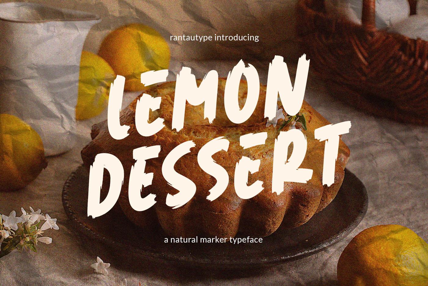 Lemon Dessert Font preview, brush pen writing style