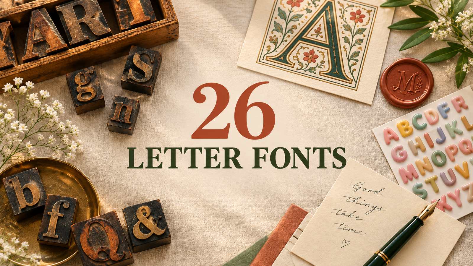 Letter Fonts: 26 Monogram, Blackletter, Victorian, Bubble and Script Styles for Name Signs, Shirt Makers and Crafters