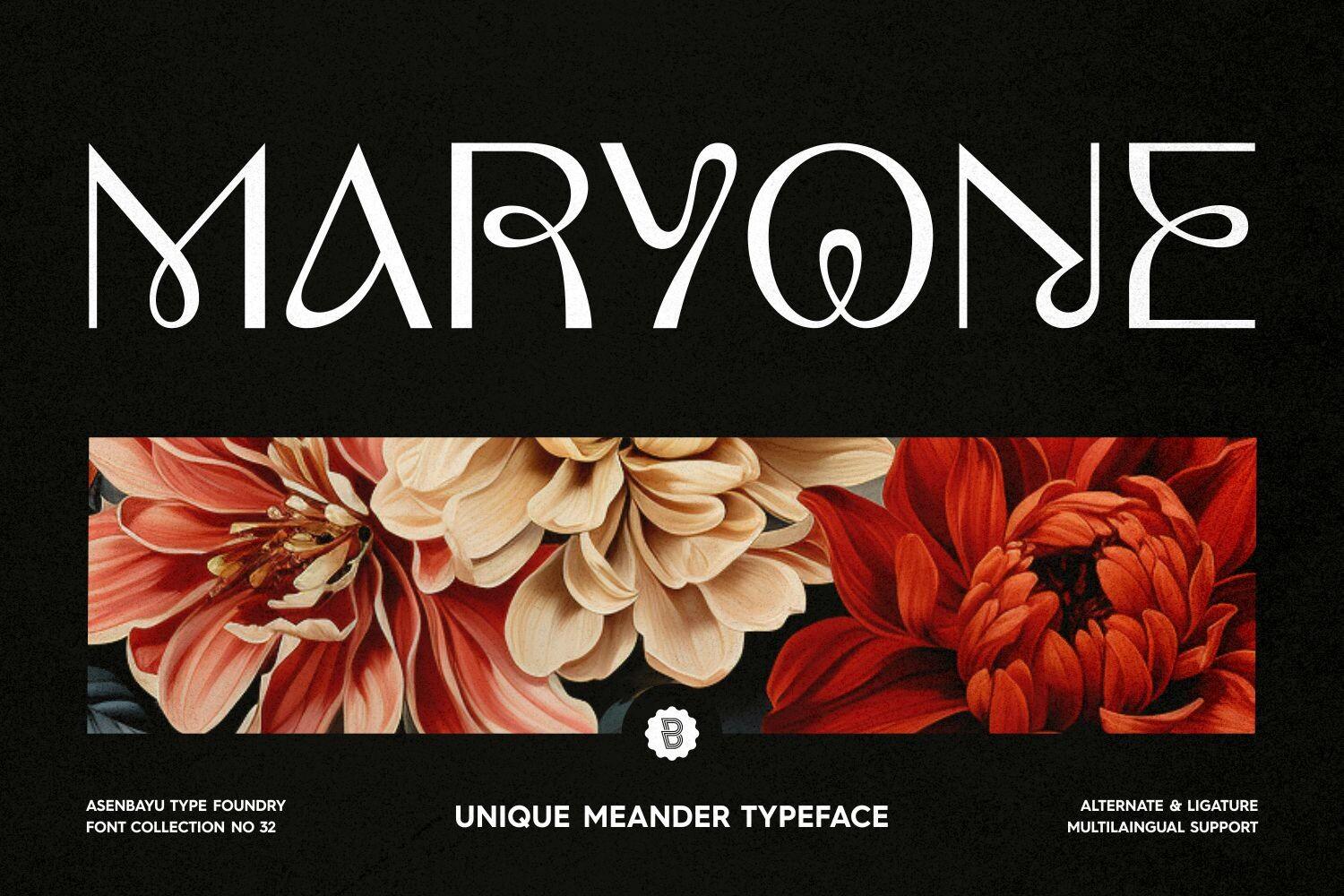 Maryone Font by Asenbayu, stylish font preview