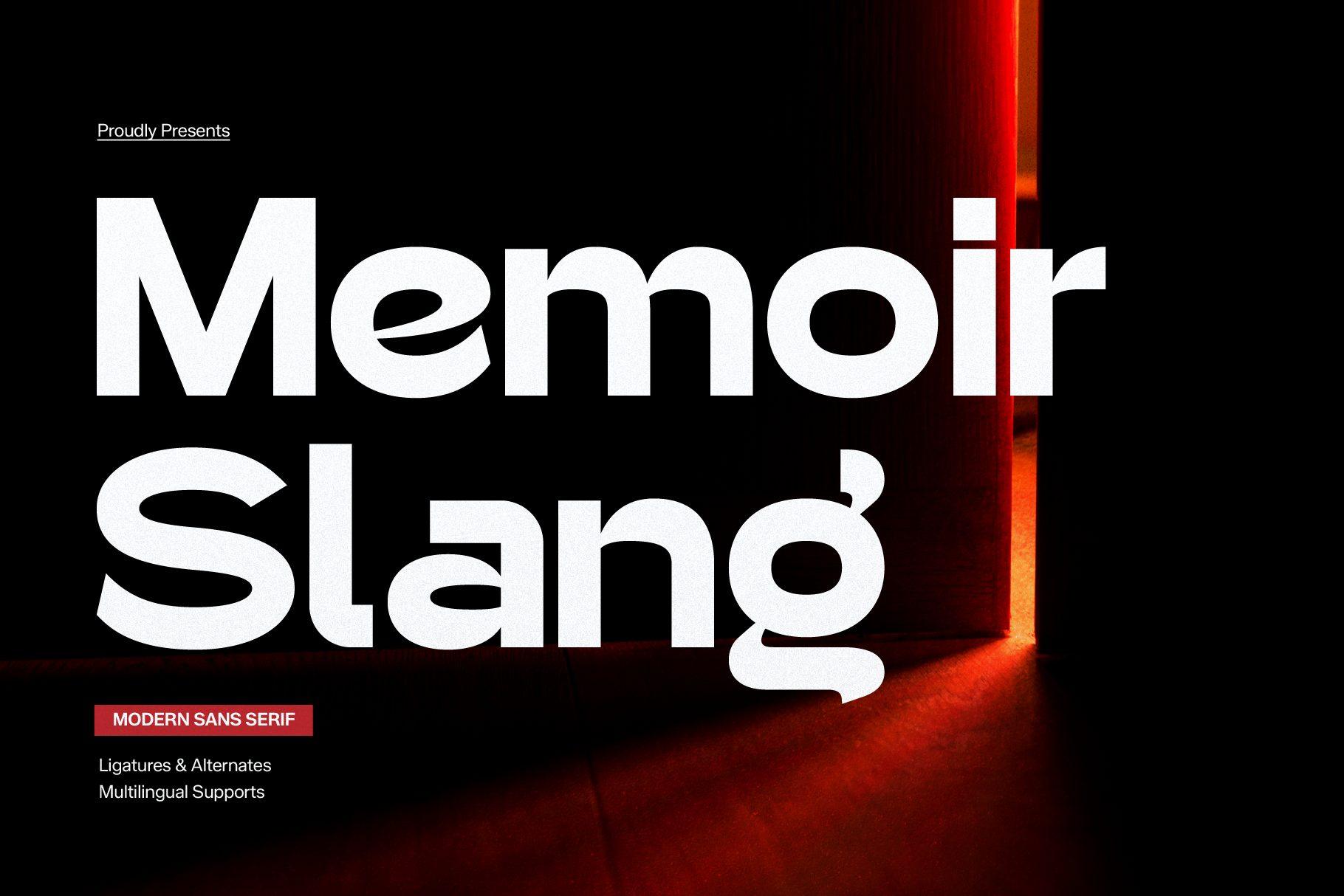 Memoir Slang Font by Gracetypestudio, heavy rounded sans in white on black