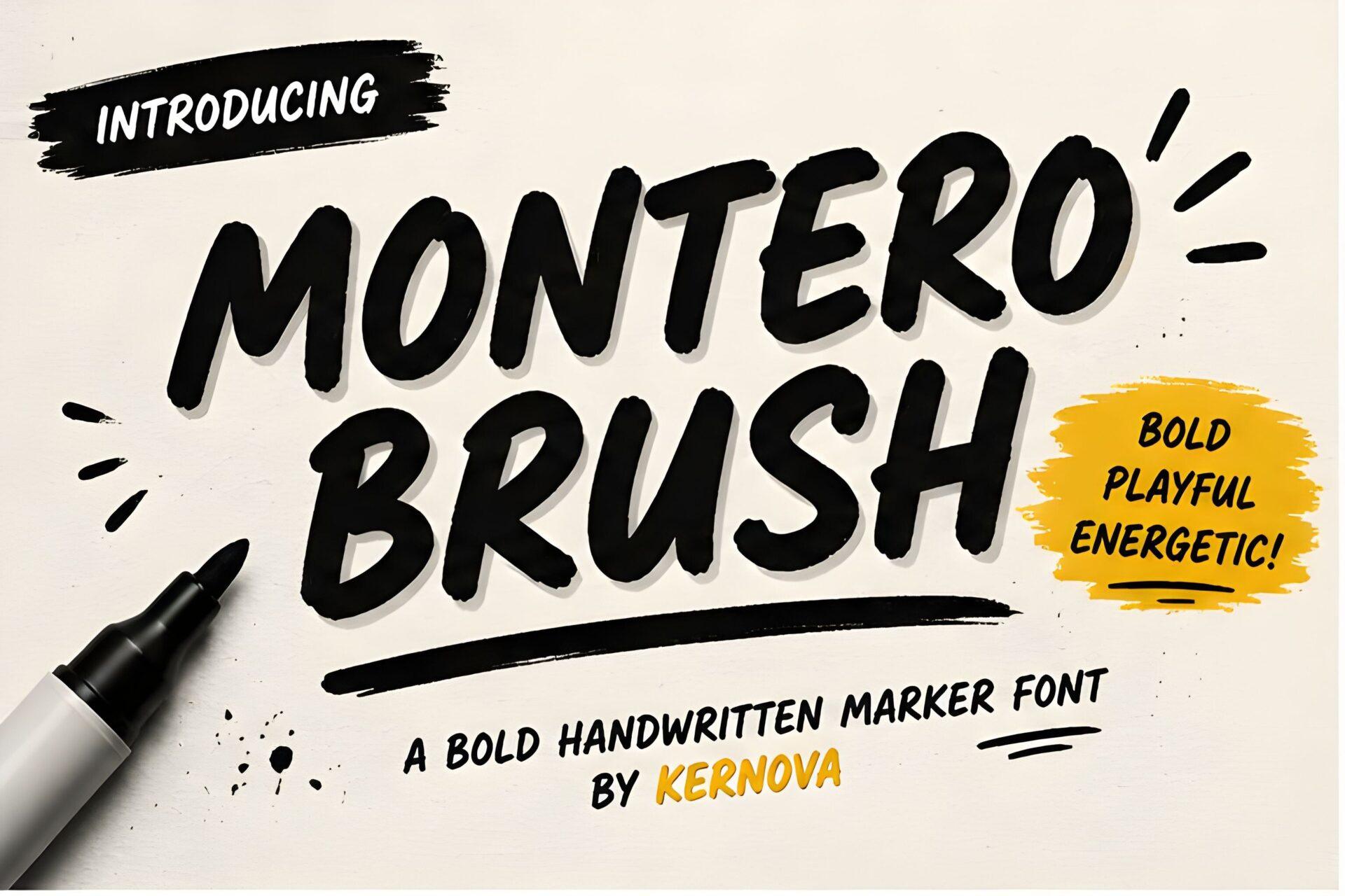 Montero Brush Font preview, brush pen writing style