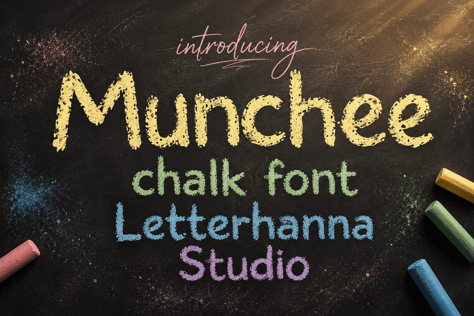 Munchee Font preview, chalk and chalkboard writing style