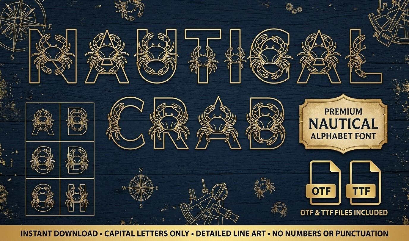 Nautical Crab Font by greenvill, preview