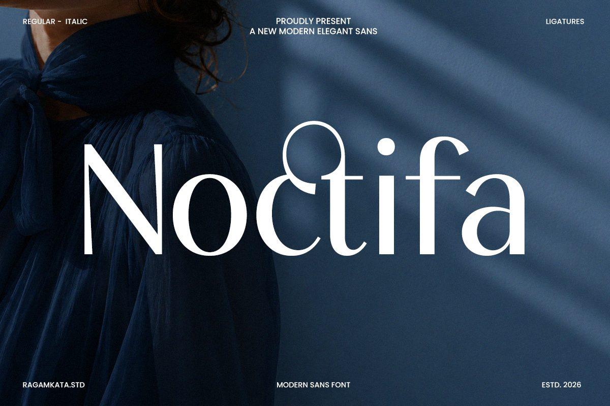 Noctifa Font preview, modern lowercase sans style