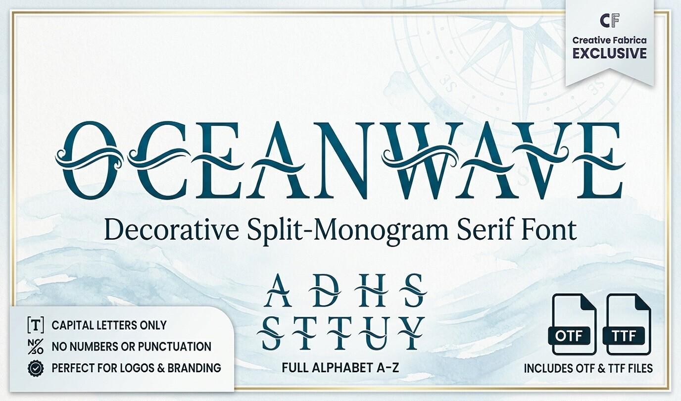 Ocean Wave Monogram Font preview