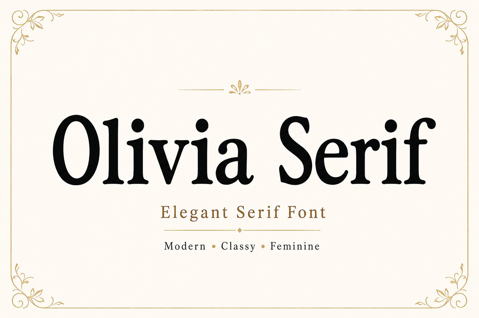 Olivia Serif Font preview, serif style from the different fonts styles alphabet list