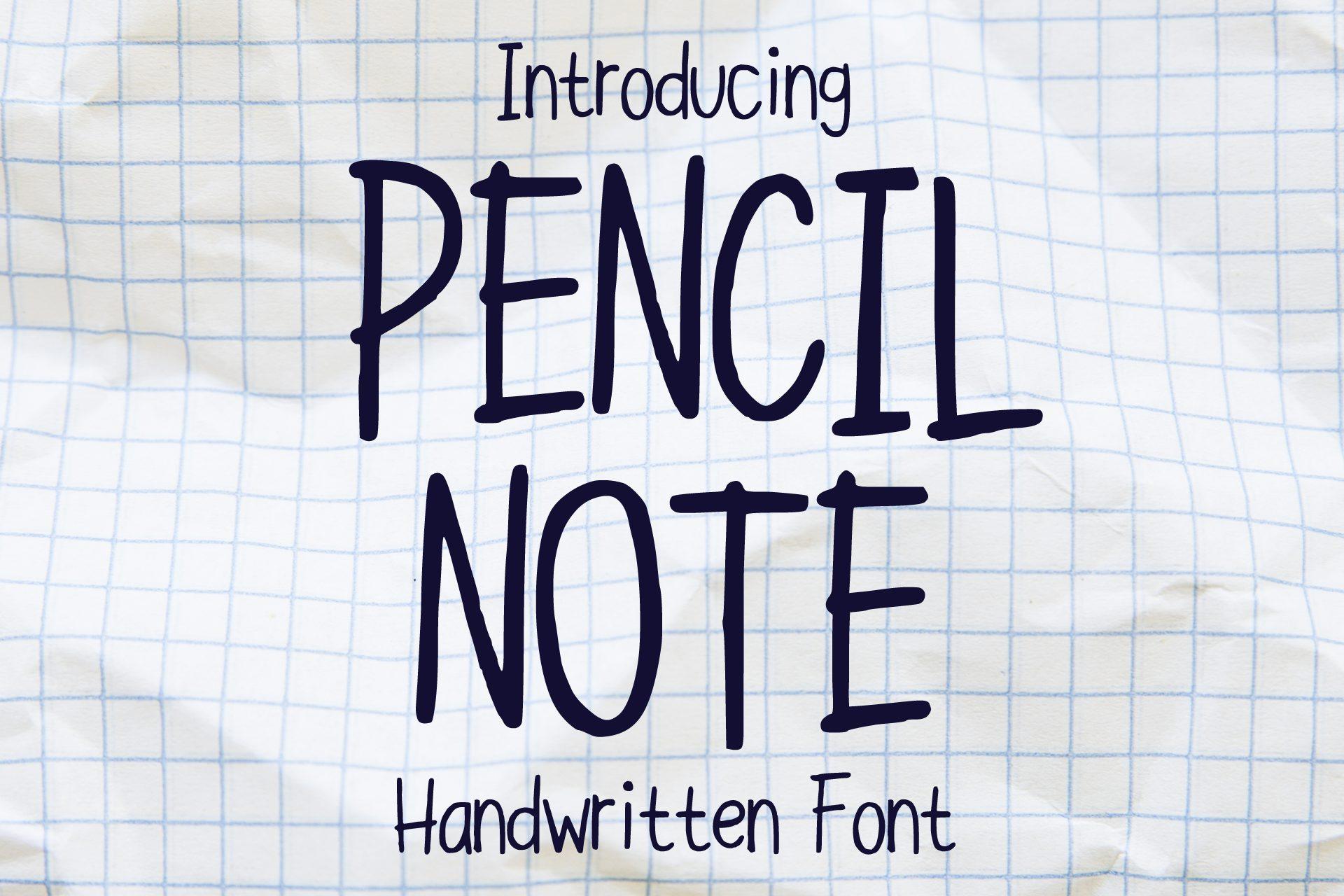 Pencil Note Font preview, pencil and crayon writing style
