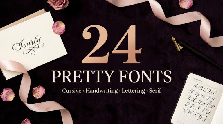 Pretty fonts: 24 cursive, handwriting, hand lettering and soft serif styles with alphabets