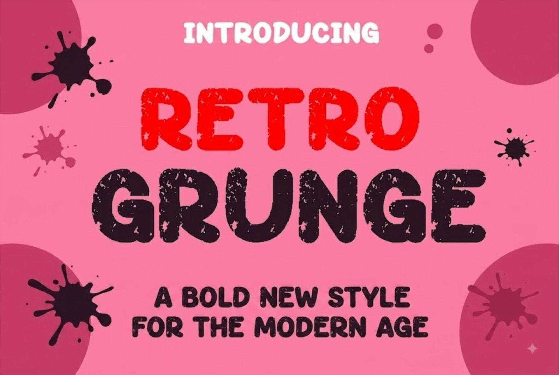 Retro Grunge Font preview, bold rounded distressed capitals style