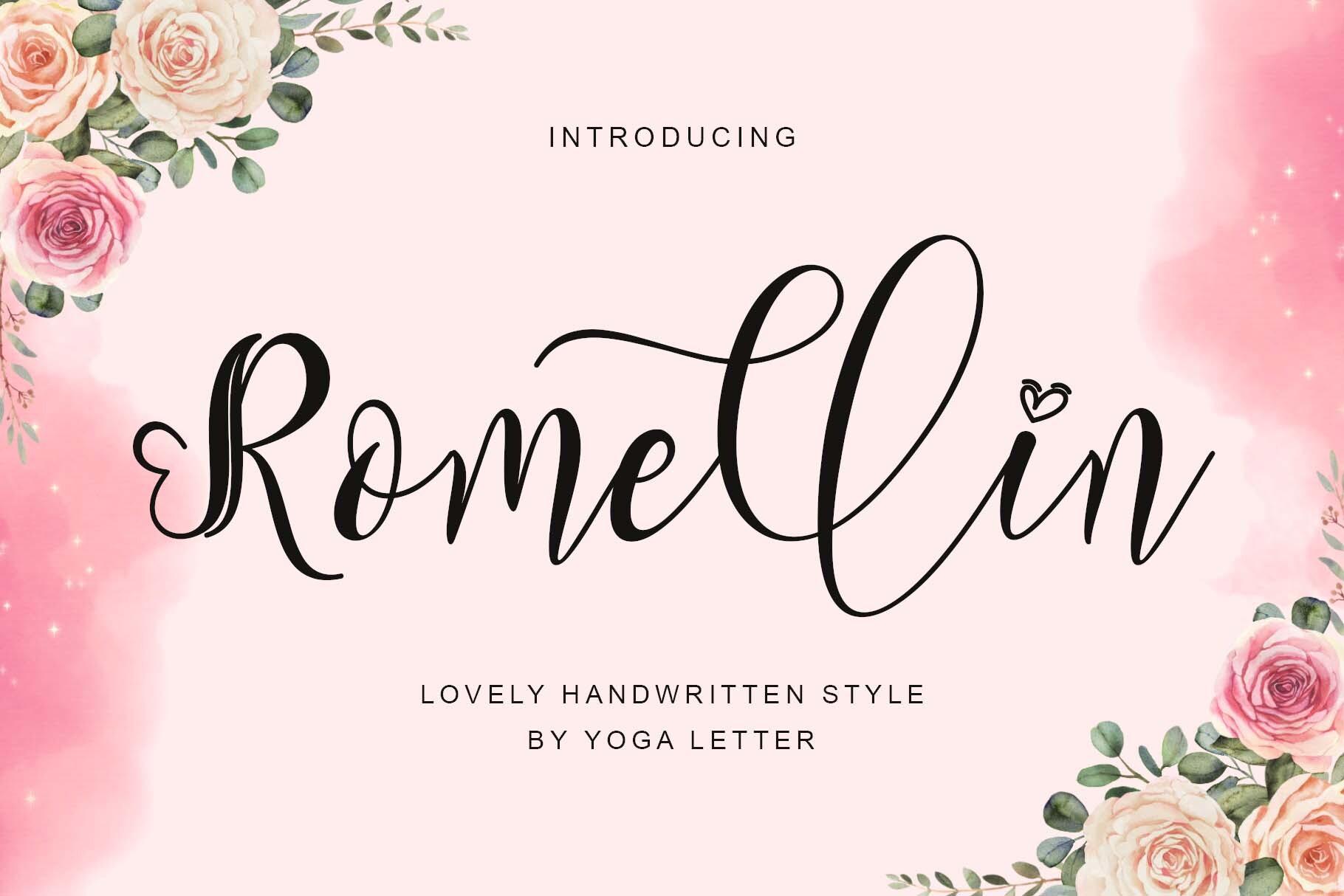 Romellin Font by yogaletter6, pretty font preview