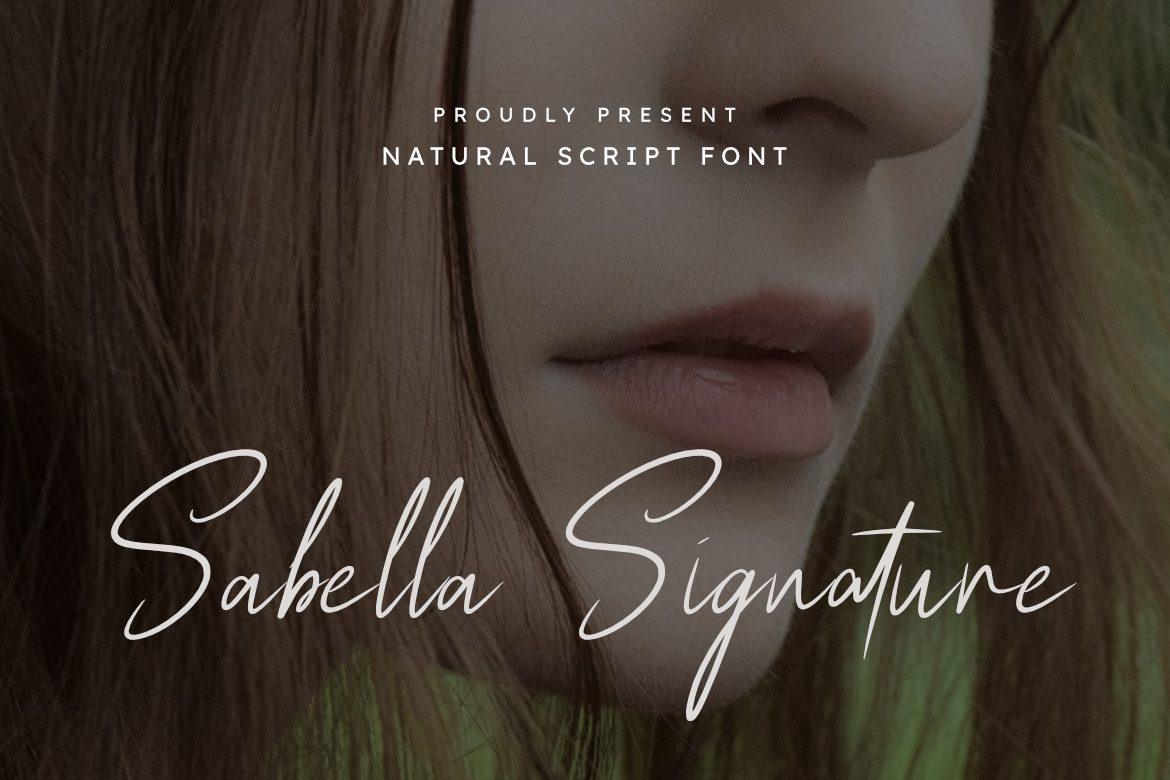 Sabella Signature Font preview, thin elegant signature style