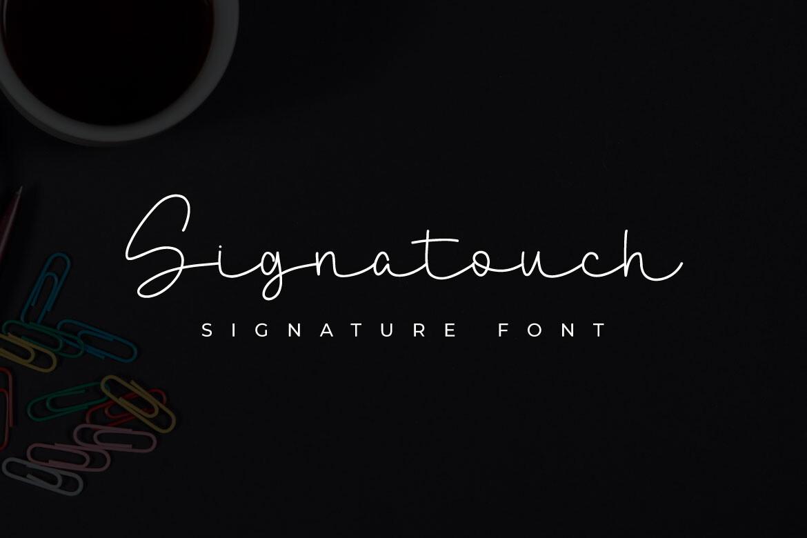 Signatouch Font preview, very thin, spaced signature style