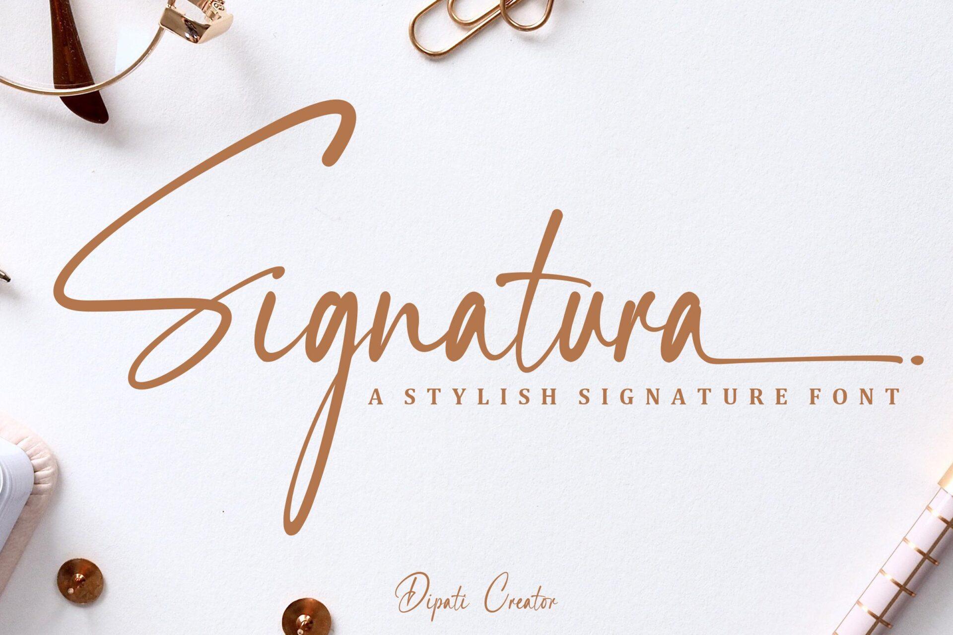 Signatura Font preview, stylish signature font style