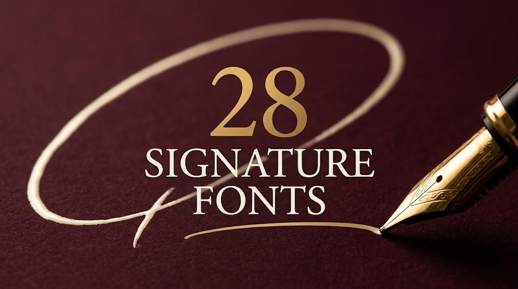 Signature Fonts: 28 Monoline, Brush and Wedding Script Styles for Photographers, Personal Brands and Wedding Signs