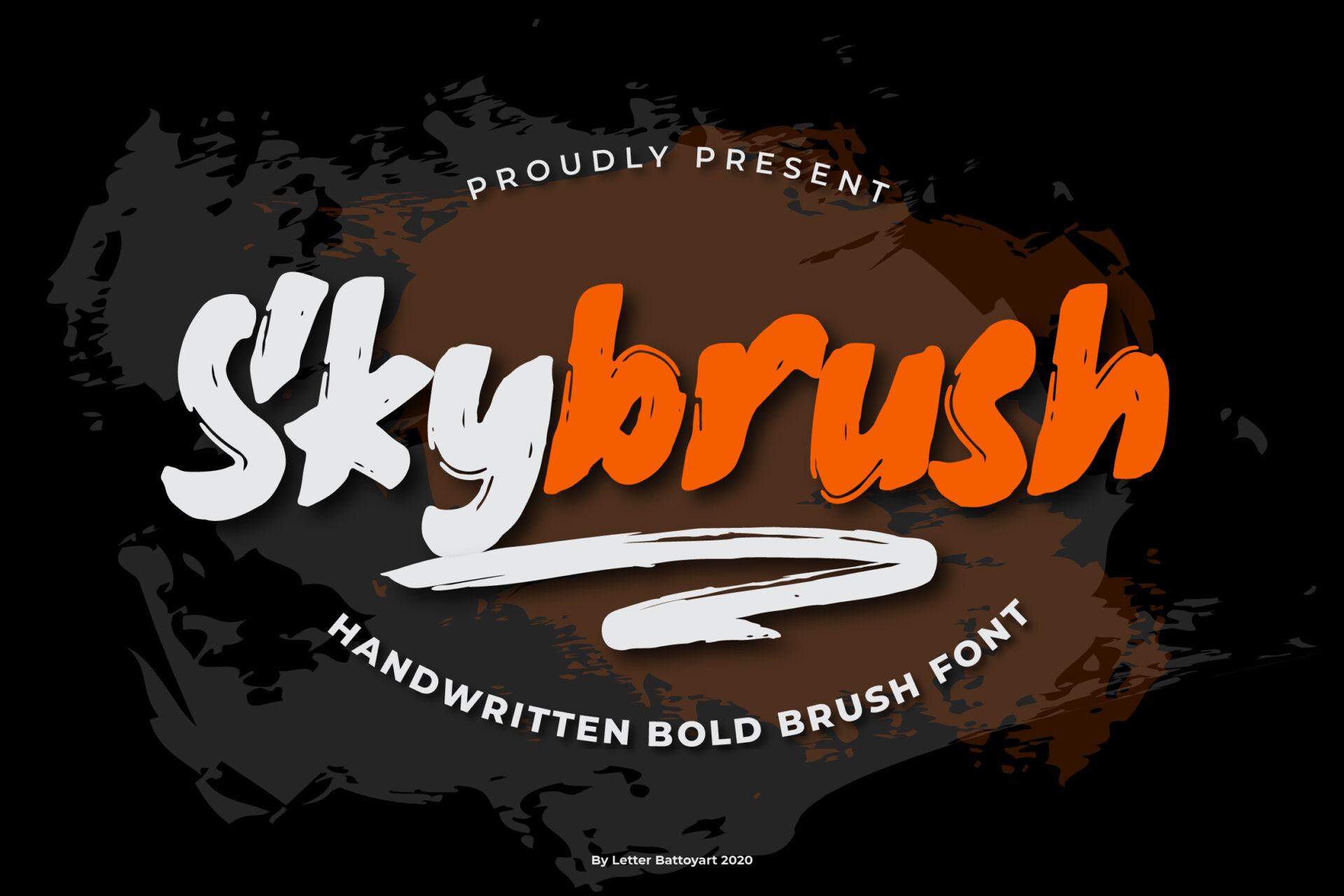 Skybrush Font preview, handwritten bold brush style