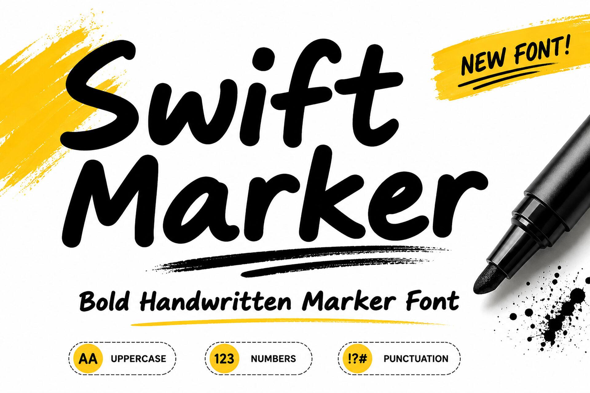 Swift Marker Font preview, marker writing style