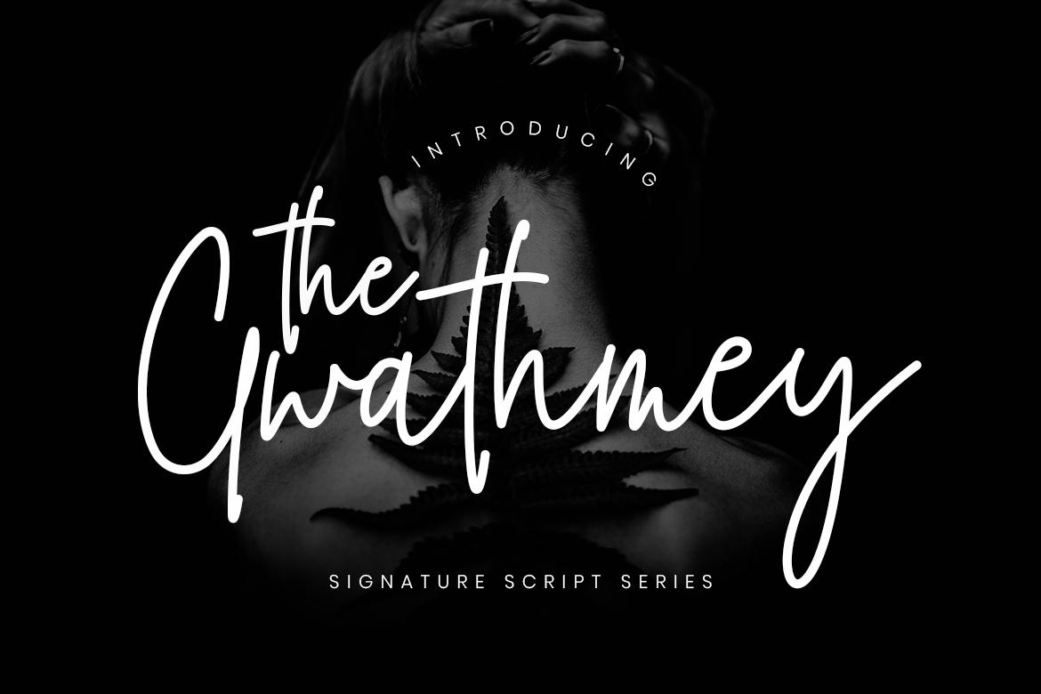 The Gwathmey Script Font preview, dry brush signature style