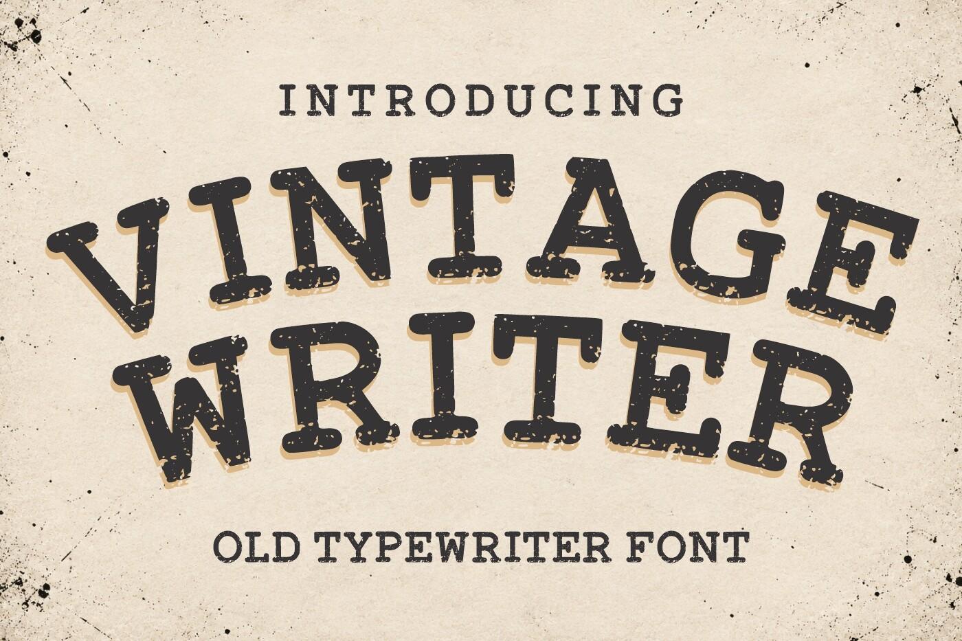 Vintage Writer Font preview, distressed old typewriter slab serif style