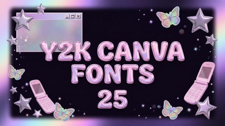 Y2K Canva Fonts – 25 bubble, cyber chrome, pixel and pink cute font styles